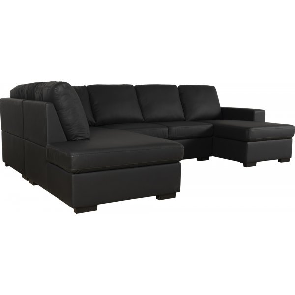 Solna U-sofa A3D - Resirkulert skinn + M?belrengj?ring