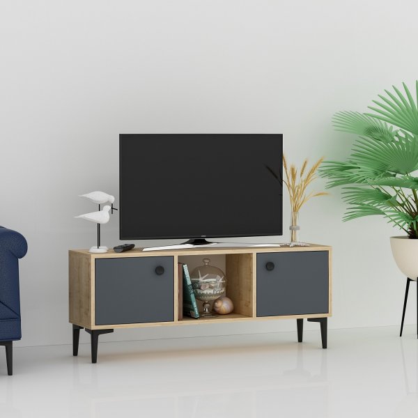 Parion mediebenk - Safir/eik/antrasitt