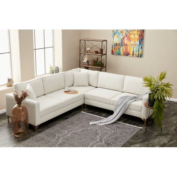 Berlin hjørnesofa - Kremhvit/gull Berlin hjørnesofa - Kremhvit/gull