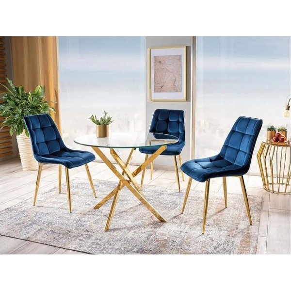 Charlotte rundt spisebord med gullben 90 cm + Mbelftter