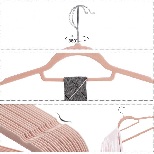 Kleshenger, fløyel, 45 cm, 50-pakning - Rosa Kleshenger, fløyel, 45 cm, 50-pakning - Rosa