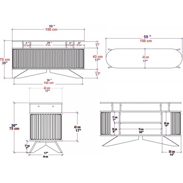 Stormy skjenk - Hvit/antrasitt Stormy skjenk - Hvit/antrasitt