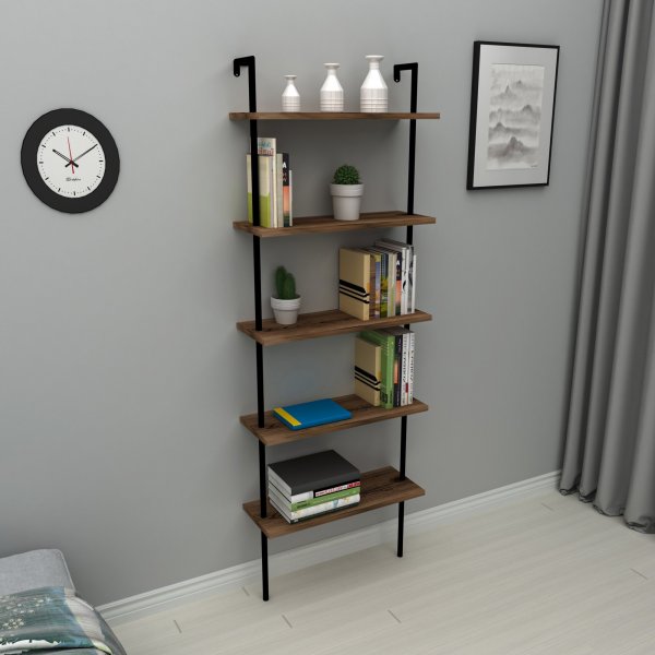 Teos bokhylle - Lys valn�tt/svart