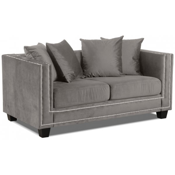 Temple Double Deco 2-seters sofa - Grå bi/sølv nagler Temple Double Deco 2-seters sofa - Grå bi/sølv nagler