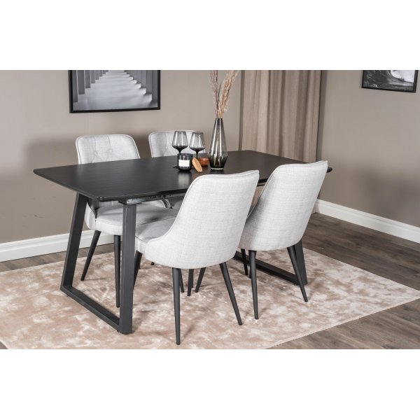 Hallsberg spisebord, 160-200 cm - Svart Hallsberg spisebord, 160-200 cm - Svart