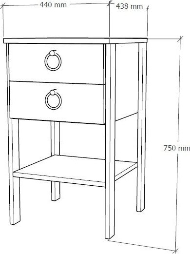 Runa nattbord - Hvit/valnøtt Runa nattbord - Hvit/valnøtt