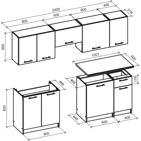 Daria komplett kjøkken 240 cm - Antrasitt/håndverkseik Daria komplett kjøkken 240 cm - Antrasitt/håndverkseik