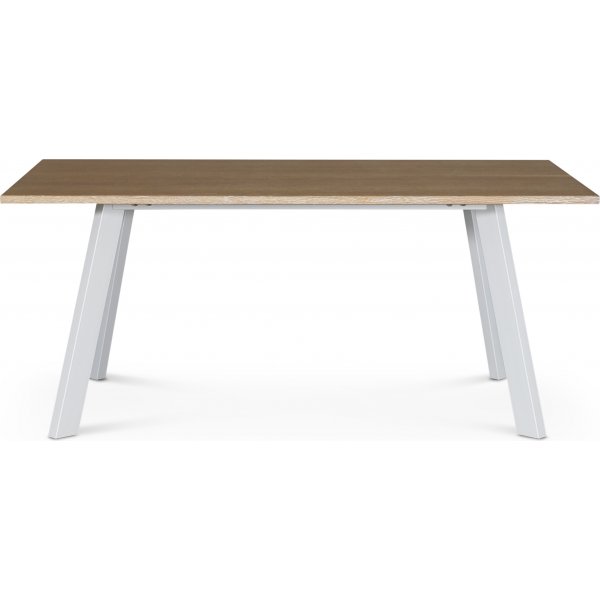 Freddy spisebord, 170-95 cm - Whitewash eikefinr/hvitt metall