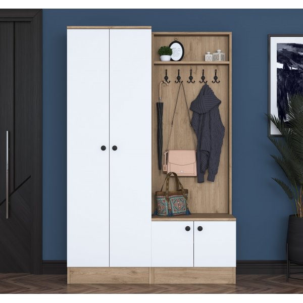 Mendy hallmøbler 120 cm - Valnøtt/hvit Mendy hallmøbler 120 cm - Valnøtt/hvit