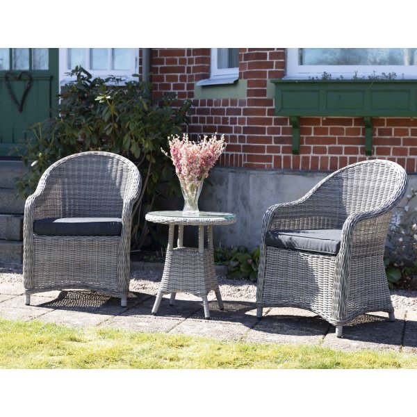 Mercury utemøbelsett med bord nr 2 - Grå kunstrotting Mercury utemøbelsett med bord nr 2 - Grå kunstrotting