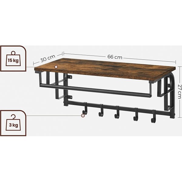 Aleksander hattehylle 66 cm - Brun/svart Aleksander hattehylle 66 cm - Brun/svart