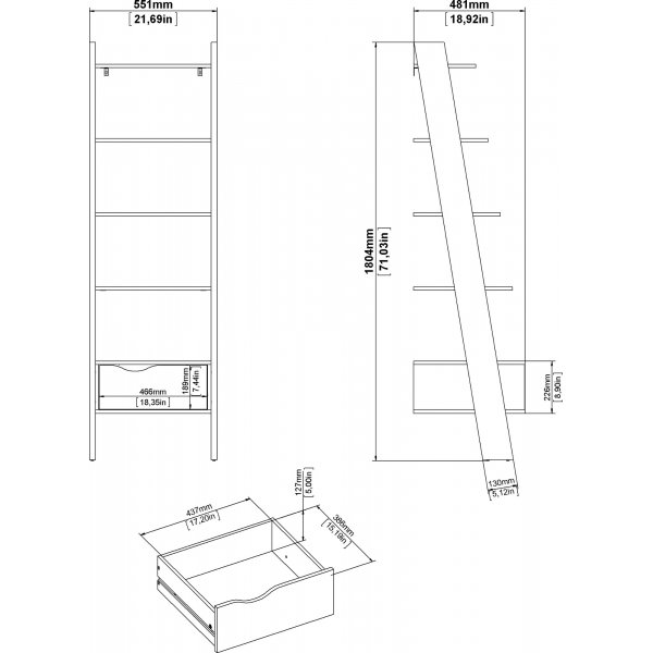 Oslo trinnhylle - Hvit/eik