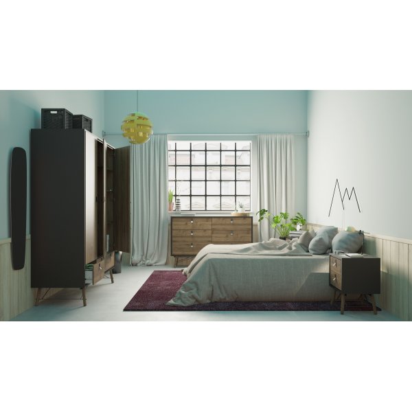 Ry garderobe - Sort/valnøtt Ry garderobe - Sort/valnøtt