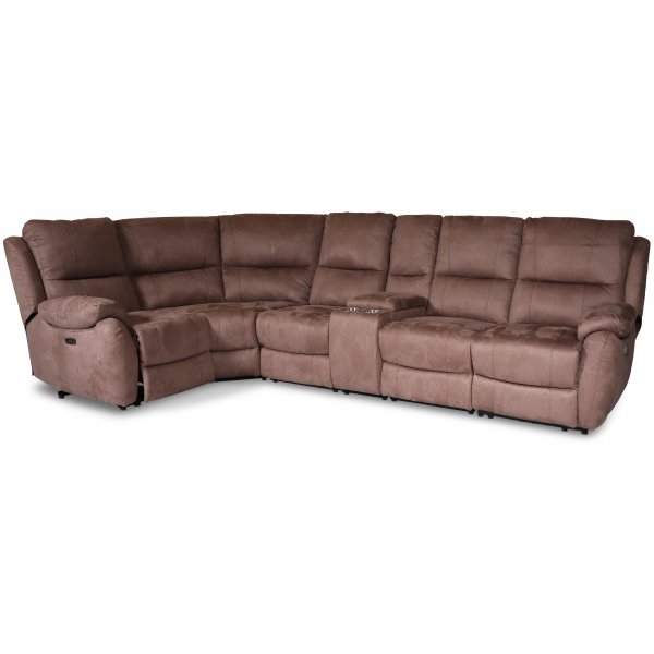 Enjoy Hollywood recliner-hjørnesofa - 5-seters (elektrisk) i brunt mikrofiberstoff Enjoy Hollywood recliner-hjørnesofa - 5-seters (elektrisk) i brunt mikrofiberstoff