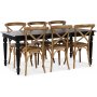 Paris spisegruppe 180 cm bord svart + 6 st Gaston spisestoler i natur