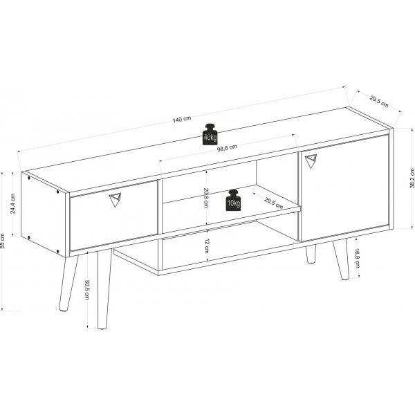 Nida mediebenk - Antrasitt/Valnøtt Nida mediebenk - Antrasitt/Valnøtt