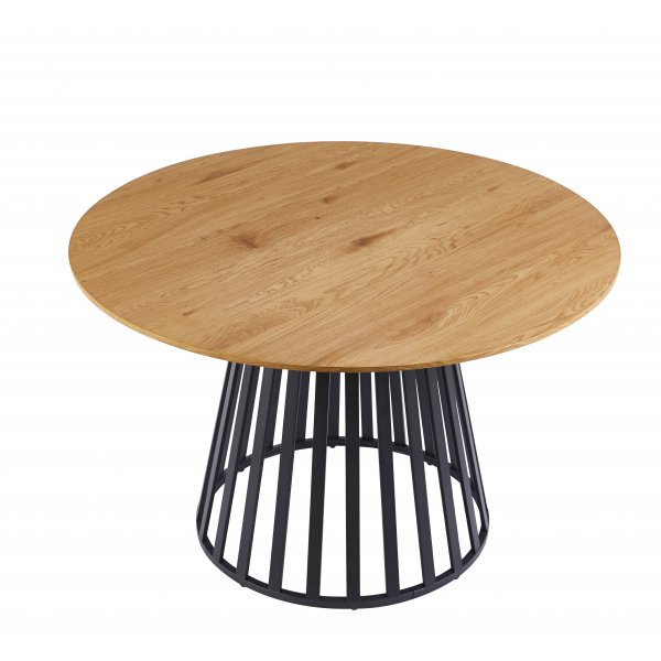 Inez rundt spisebord Ø120 cm eikefiner / Svart metall Inez rundt spisebord Ø120 cm eikefiner / Svart metall