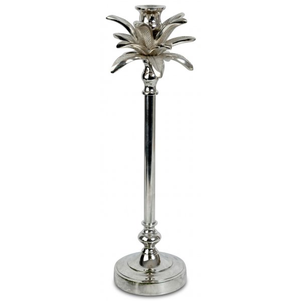 Lysestake palme H40cm - Slv