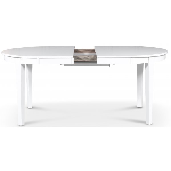 Gåsö spisegruppe: Bord 160/210 cm inkludert 6 Fårö stoler med kryss - Hvit/Eik Gåsö spisegruppe: Bord 160/210 cm inkludert 6 Fårö stoler med kryss - Hvit/Eik