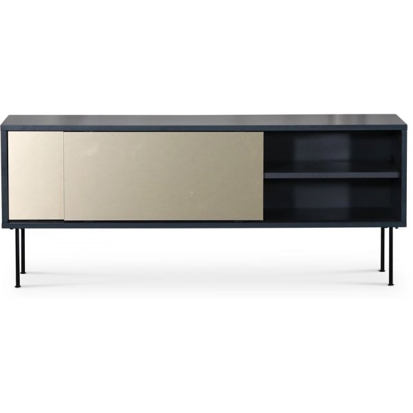 Volum mediebenk 132 cm - Gråblå/messing Volum mediebenk 132 cm - Gråblå/messing