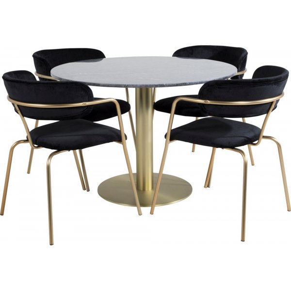 Kvarnbacken spisebord, 106 cm - Mørk marmor/messing Kvarnbacken spisebord, 106 cm - Mørk marmor/messing