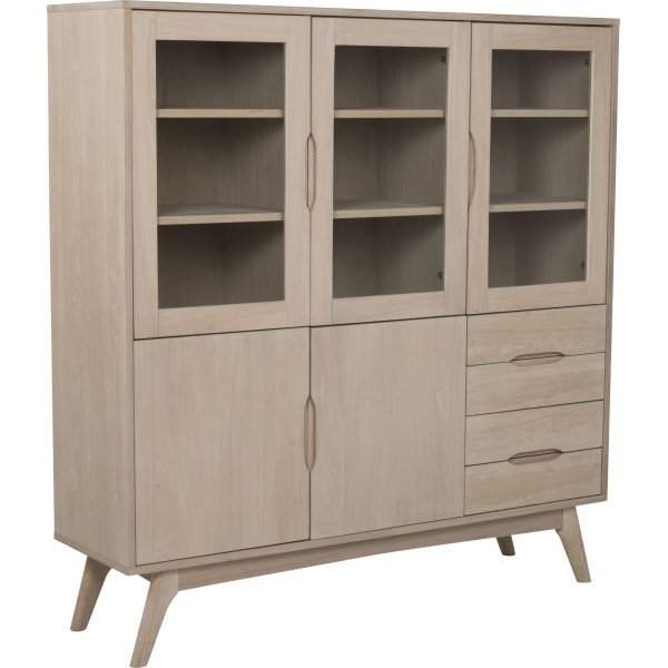 Marte glassskap 140 cm - Eik