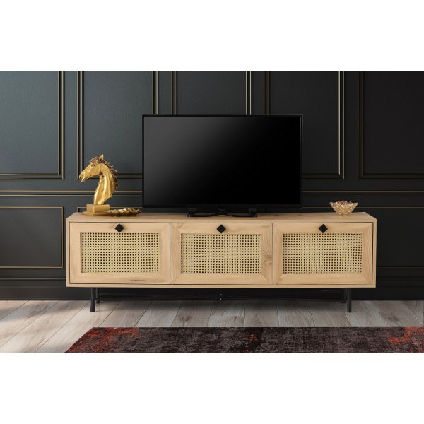 Alcazar mediebenk, 180 cm - Eik/svart