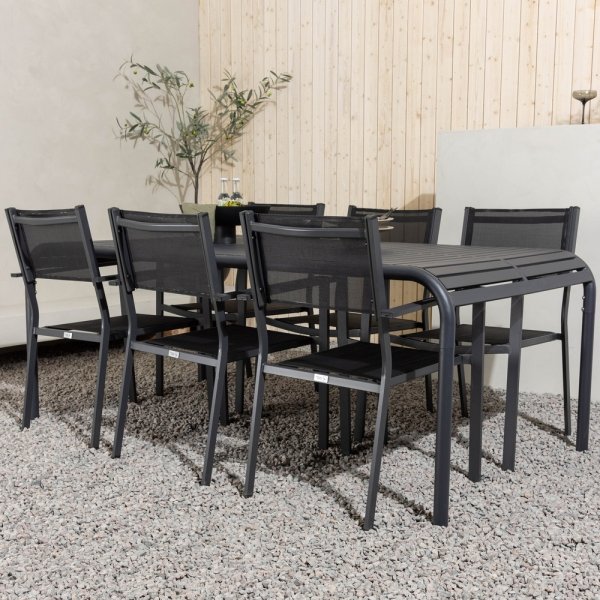 Borneo uteservering sett med 6 Copacabana stoler - Svart Borneo uteservering sett med 6 Copacabana stoler - Svart