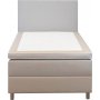 Seng 120x200 cm beige med oppbevaring, 5 soner pocketfjrer