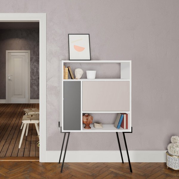 Tatti skap - Hvit/lys mokka/antrasitt