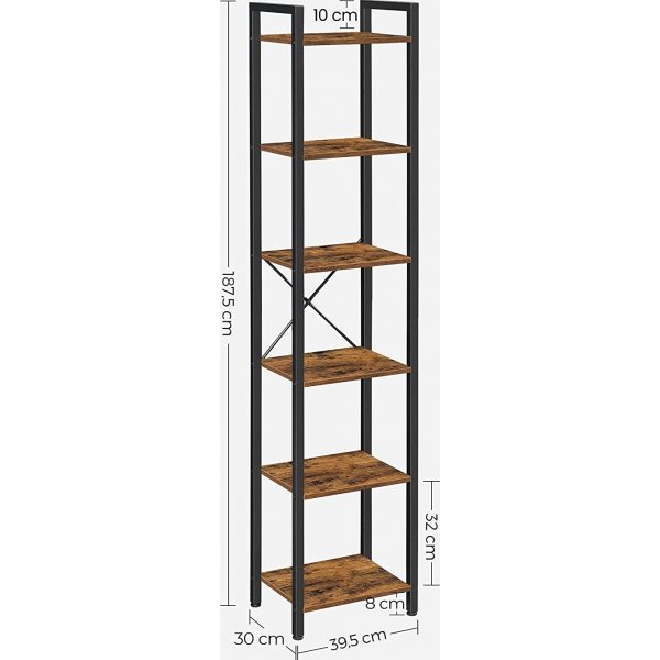 Petter bokhylle 40 x 187,5 cm - Brun/svart Petter bokhylle 40 x 187,5 cm - Brun/svart