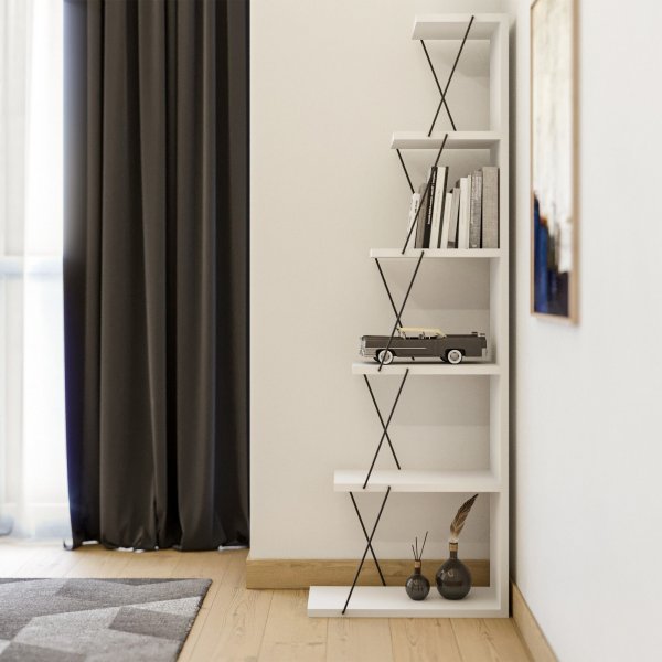 Tellus bokhylle - Hvit/svart