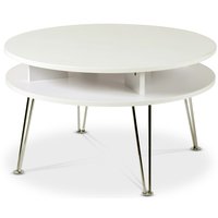 Designa rundt sofabord - Krom/Hvit Designa rundt sofabord - Krom/Hvit