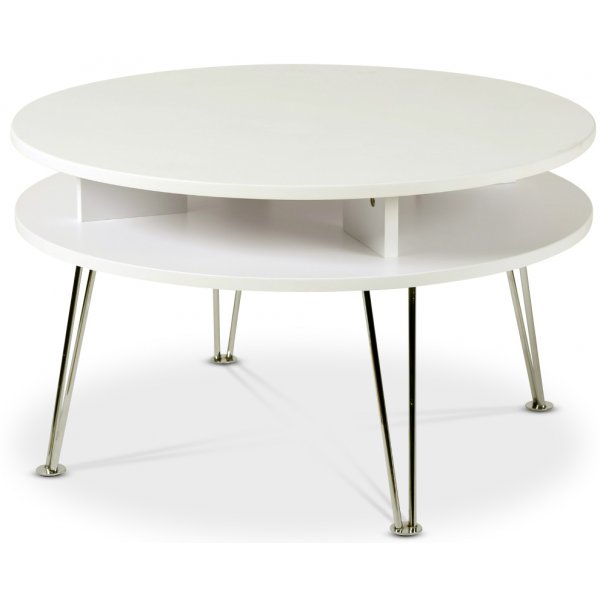Designa rundt sofabord - Krom/Hvit