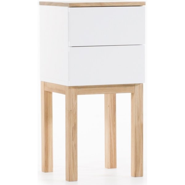 Sngbord vit med ek 75 cm