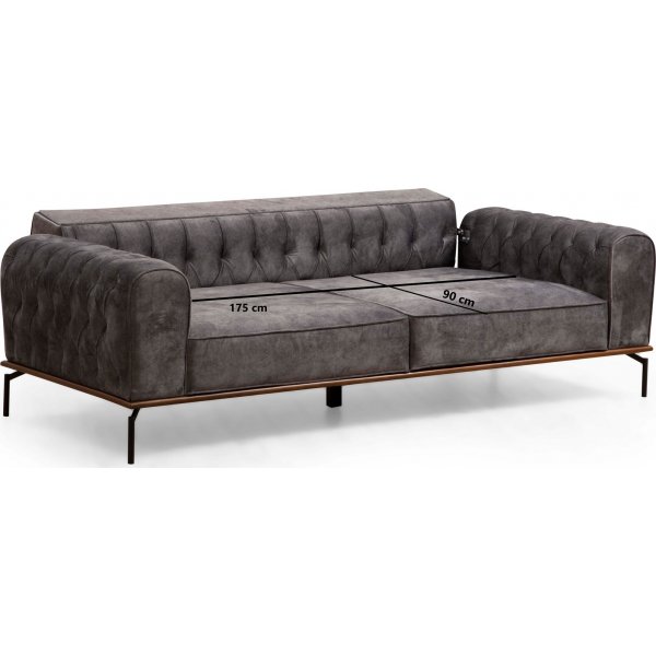 Siesta 3-seters chesterfield sofa - antrasitt Siesta 3-seters chesterfield sofa - antrasitt