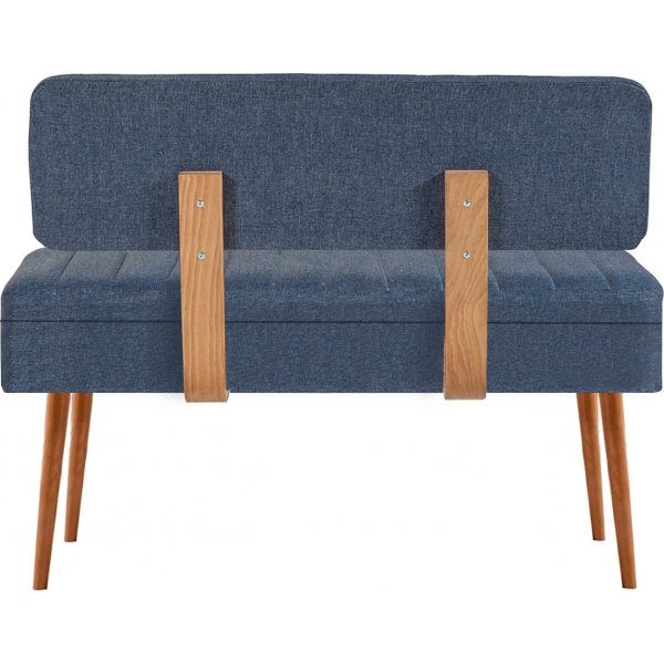 Vina benk med ryggstøtte - Furu/mørk blå Vina benk med ryggstøtte - Furu/mørk blå