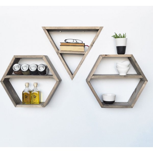 Abstrakt vegghylle 61 - Valnøtt Abstrakt vegghylle 61 - Valnøtt