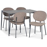 Lokrume spisegruppe med bord på 120 cm i betongimitasjon + 4 stk Tofta brune stoler Lokrume spisegruppe med bord på 120 cm i betongimitasjon + 4 stk Tofta brune stoler
