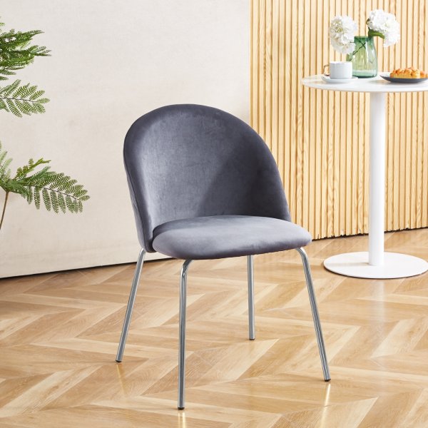 Plaza velvet stol - Gr / Krom + Tekstilrens for mbler