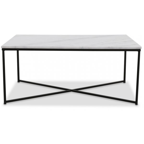 Maryland sofabord 110 - Hvit ekte marmor/svart Maryland sofabord 110 - Hvit ekte marmor/svart