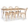 Fr spisegruppe; spisebord 180x90 cm - Hvit / oljet eik med 6 stk Danderyd No.18 stoler whitewash