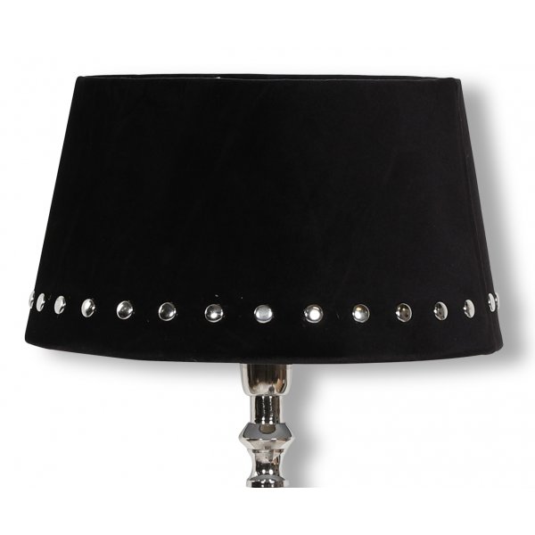 Velvet lampeskjerm med nagler 33 cm - Sort / Krom