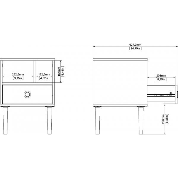 Rome nattbord - Hickory/hvit