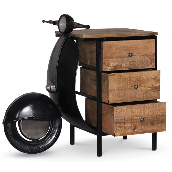 Vintage Vespa kommode / nattbord - Svart / slv