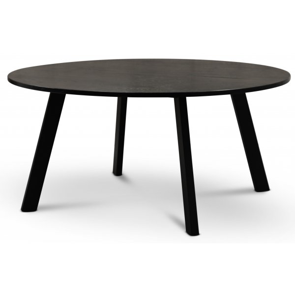 Rundt Freddy spisebord, 155 cm - Svart eikefinér/svart metall Rundt Freddy spisebord, 155 cm - Svart eikefinér/svart metall