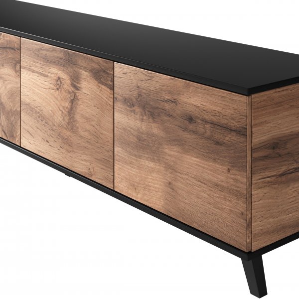 Fate media benk 200 cm - Wotan eik/sort