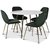Art spisegruppe: Rundt bord marmor/Messing + 4 st Deco stoler grnn flyel / messing