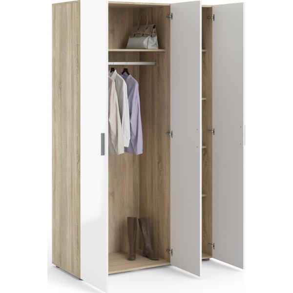 Pepe garderobeskap med 3 dører - Eik/hvit Pepe garderobeskap med 3 dører - Eik/hvit