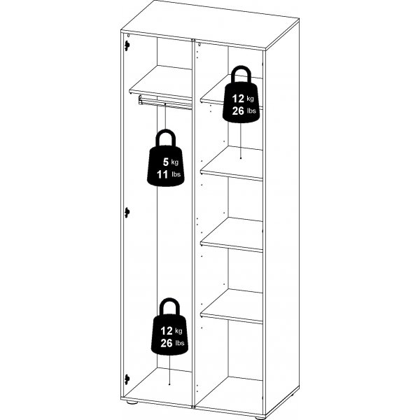 Pepe garderobe med 2 dører - Eik/hvit Pepe garderobe med 2 dører - Eik/hvit